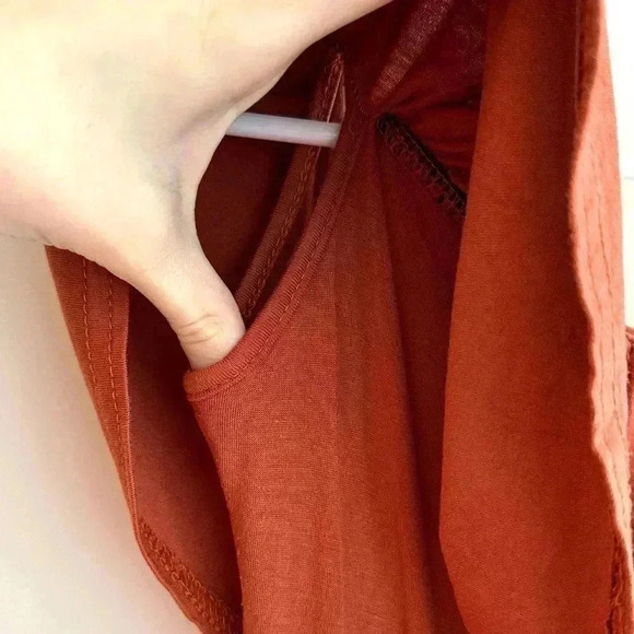 boohoo Stretch Midi Dress, Ruffled Off the Shoulder Sleeves, Burnt Orange, 6 - Picture 9 of 16